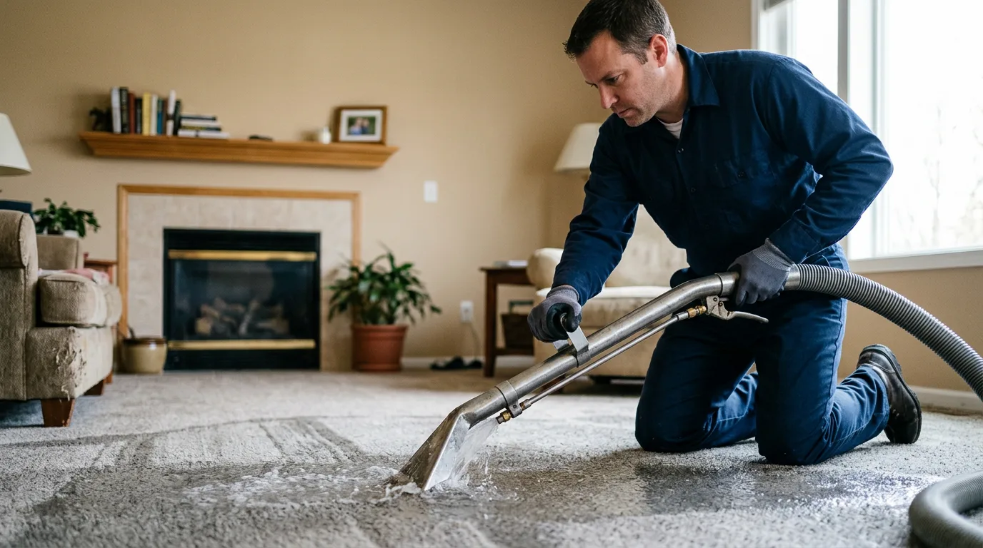 Water damage restoration technician working near Florence, MO